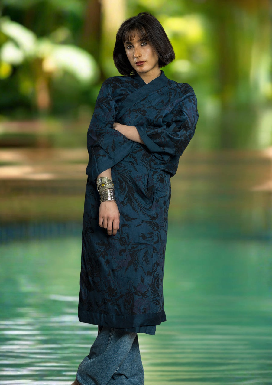 KIMONO PIVOINE - Night Blue (Taille Unique)