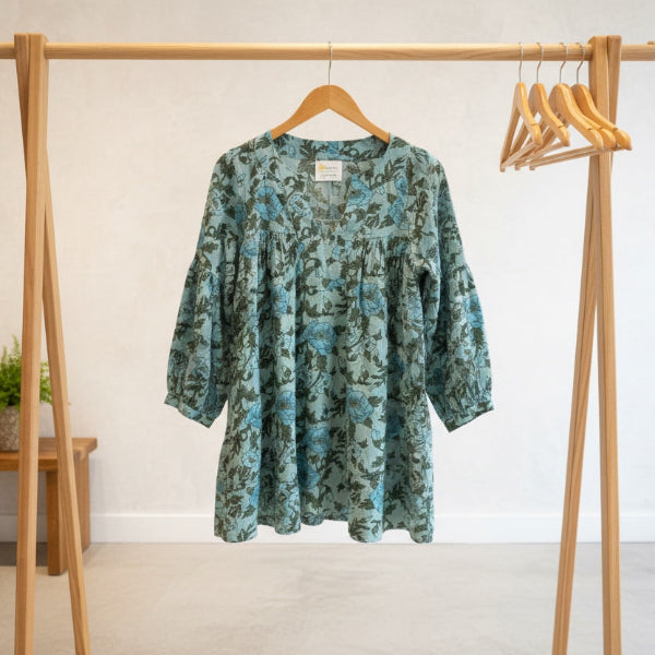 TUNIQUE FLEURS DU LAC - Bleu Ciel