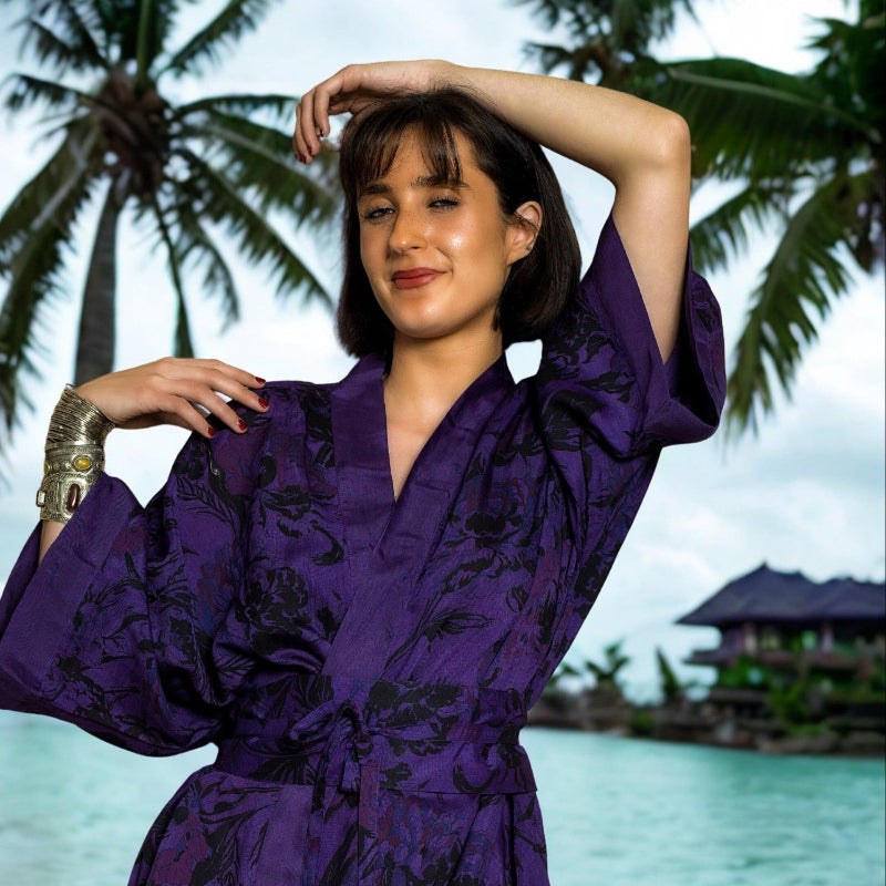 KIMONO PIVOINE - Purple (Taille Unique)